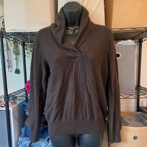 Charter Club Cashmere Brown Shawl Collar Turtleneck Sweater